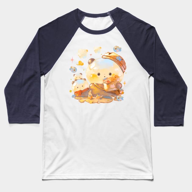 Otter Family Baseball T-Shirt by happyyu